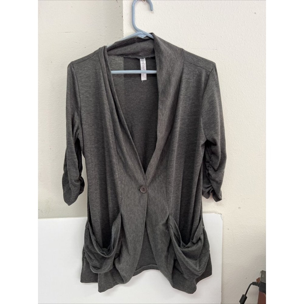 M&S espresso size L cardigan gray button up